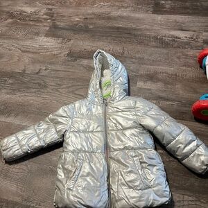 Silver Hooded Puffer Jacket